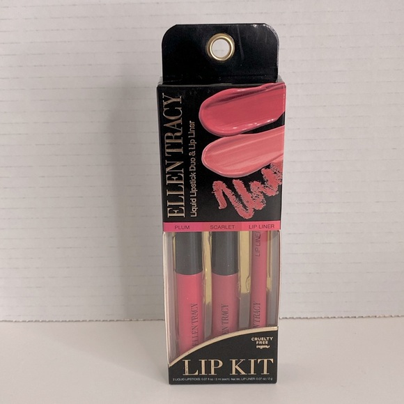 Ellen Tracy Liquid Lipstick Duo and Lip Liner in Plum & Scarlet - Picture 2 of 4